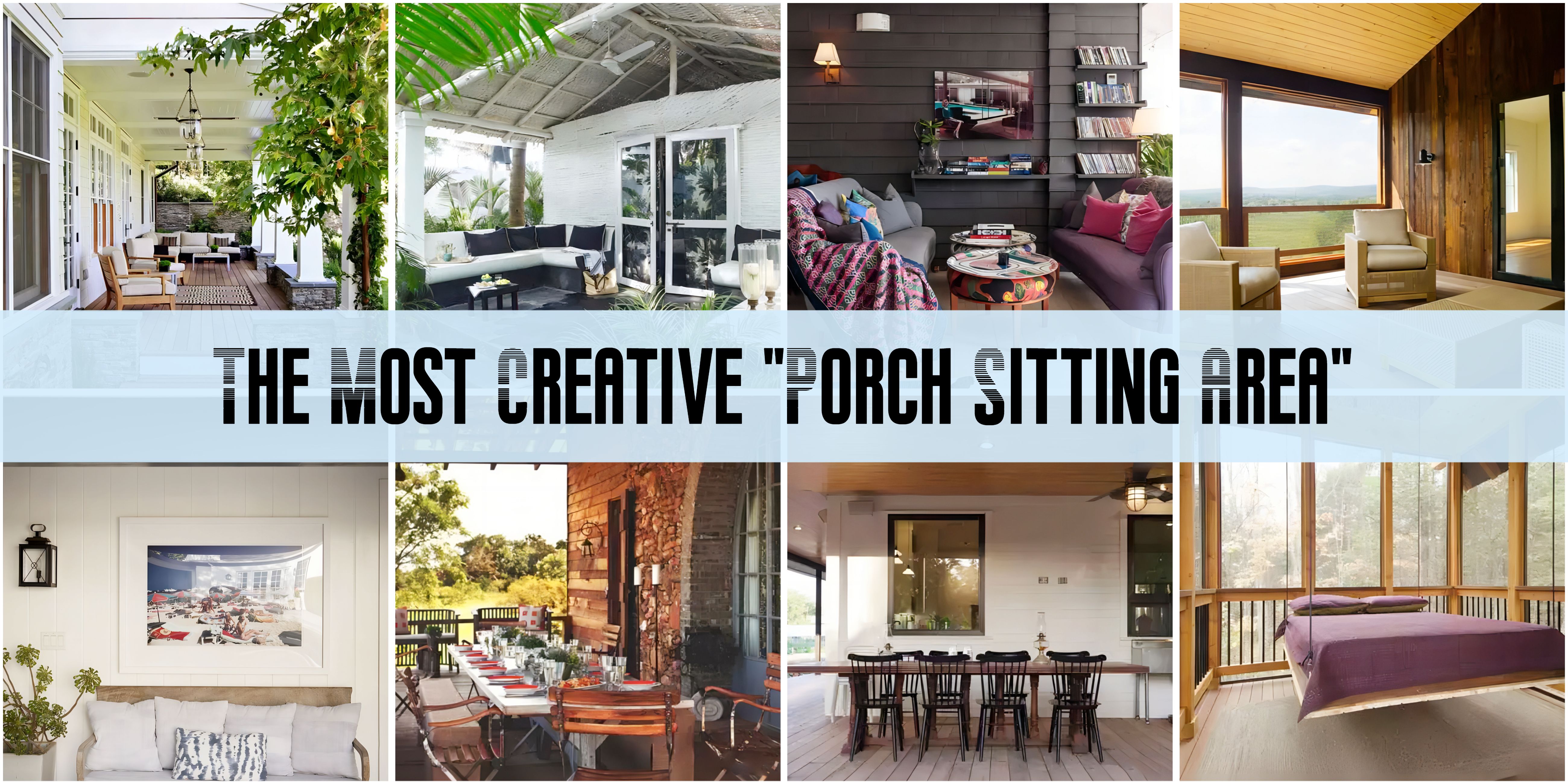 The most creative porch seating area, super cozy!