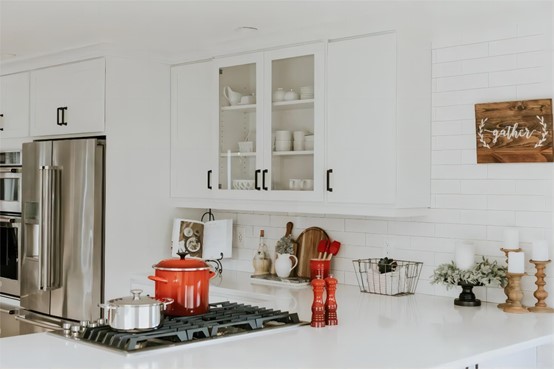 Collection of storage skills for the house: dining and kitchen space, as well as wall storage.